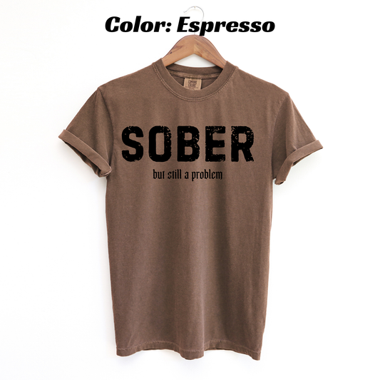 Sober But Still a Problem Sobriety T-shirt - Espresso