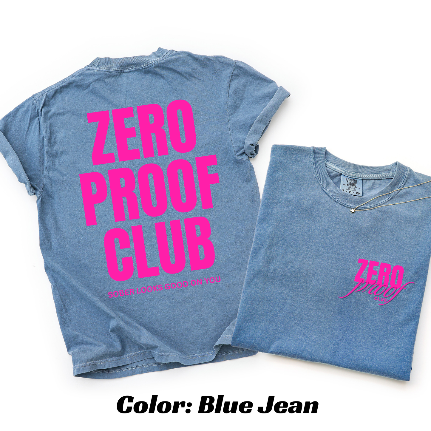 Zero Proof Club OG logo T-shirt - Blue Jean