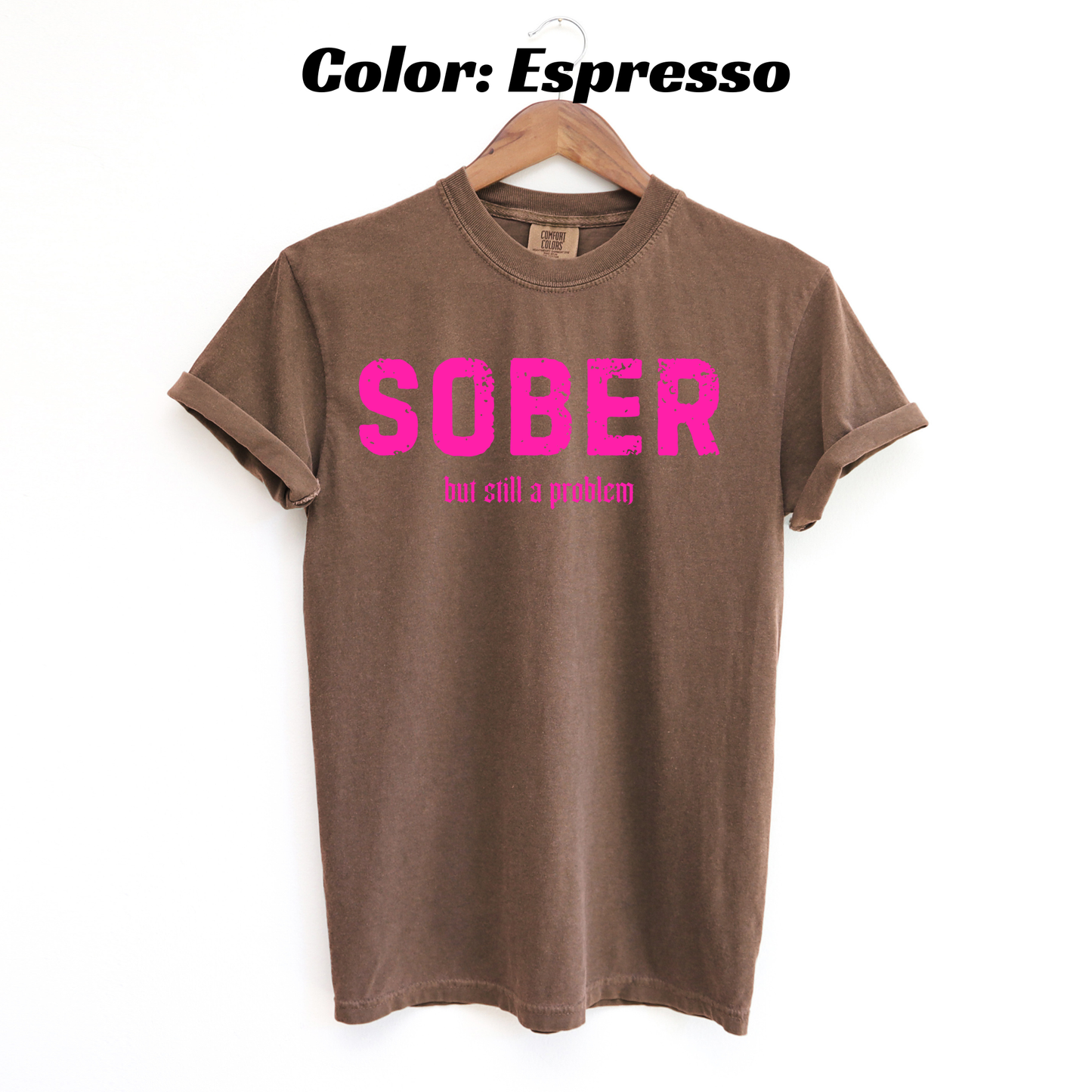 Sober But Still a Problem Sobriety T-shirt - Espresso
