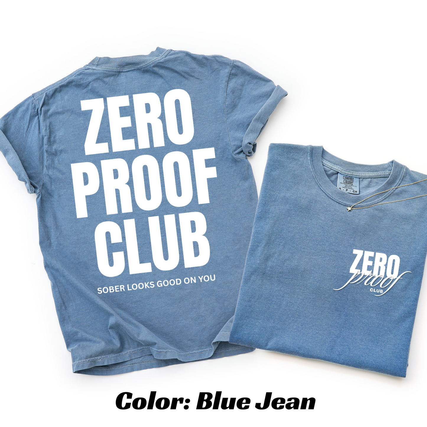 Zero Proof Club OG logo T-shirt - Blue Jean