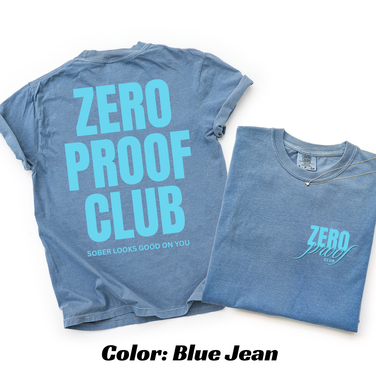 Zero Proof Club OG logo T-shirt - Blue Jean