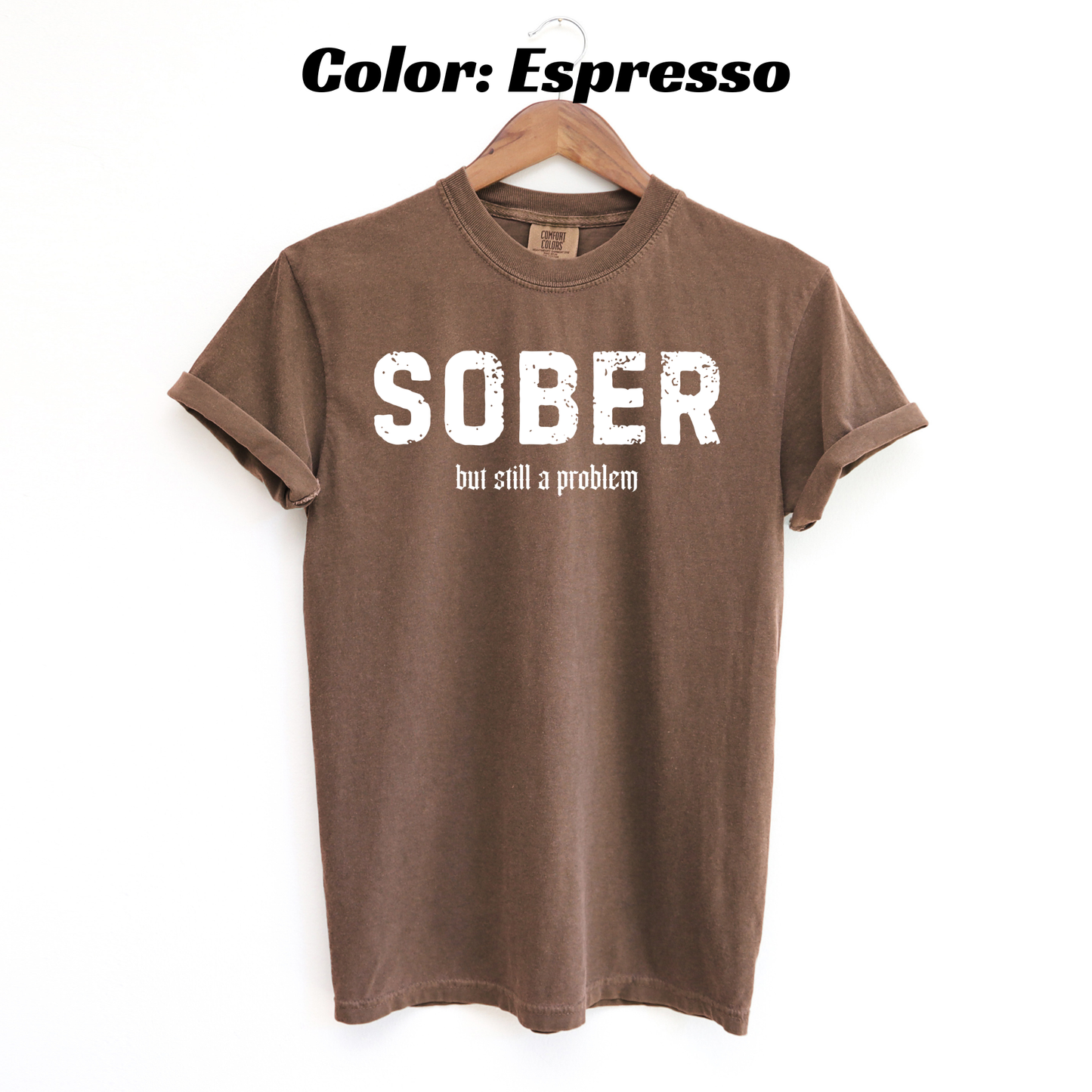 Sober But Still a Problem Sobriety T-shirt - Espresso