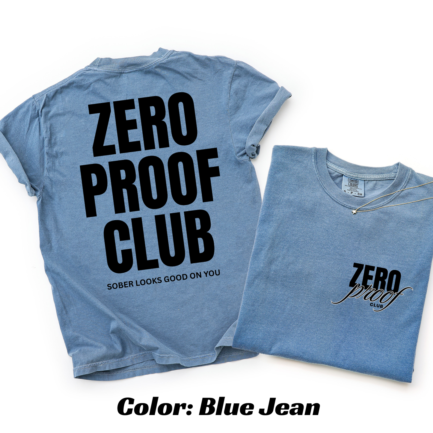 Zero Proof Club OG logo T-shirt - Blue Jean